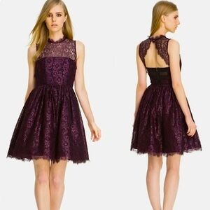 ALICE & OLIVIA OPHELIA LACE MINI COCKTAIL DRESS, SIZE US 2, PURPLE